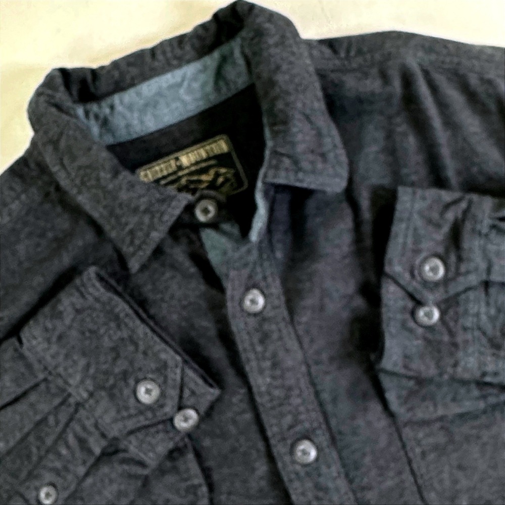Grizzly Mountain Mens XL Charcoal Gray Cotton Flannel Button Down Shirt Pockets